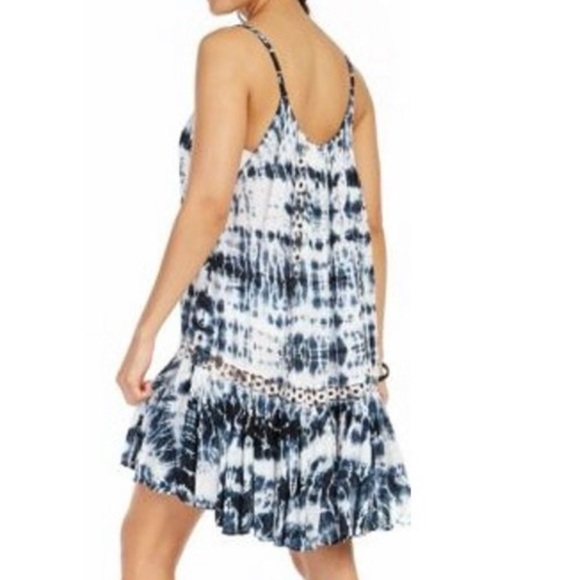 Nwt Raviya NAVY TIE-DYE Sleeveless Crochet Swim Cover-Up Dress -S - Picture 3 of 5